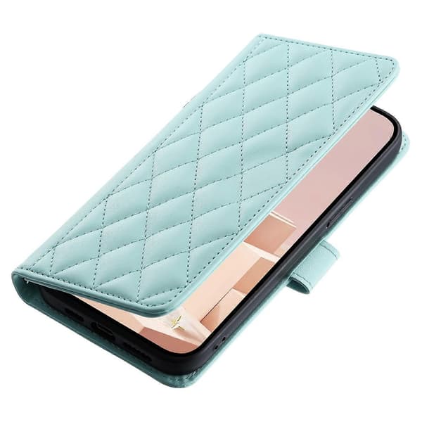 Til Xiaomi Redmi Note 14 Pro+ 5G/Note 14 Pro 5G/Poco X7 5G Wallet Case Rhombus Grid PU Læder Rose Gold