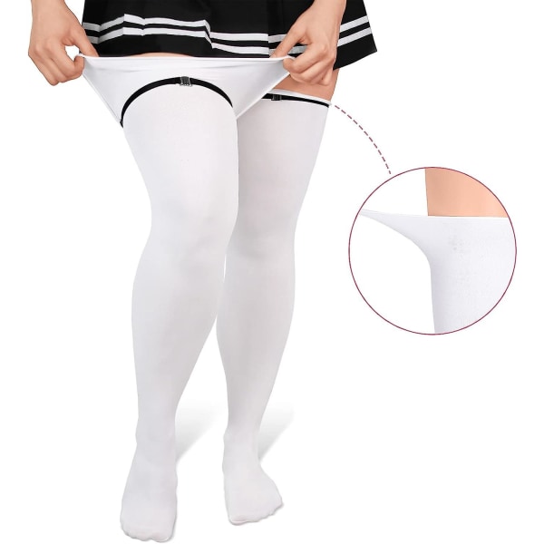 Plus Size Lårhöga Cosplay 3d Tassdyna Silikon Kitten Över Knä Silke White pink L