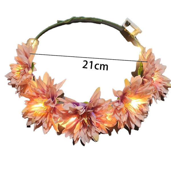 LED Blomsterkrone, Blomsterkrans Hodebånd Lysende LED Blomsterhodeplagg Blomsterhodebekledning shape5