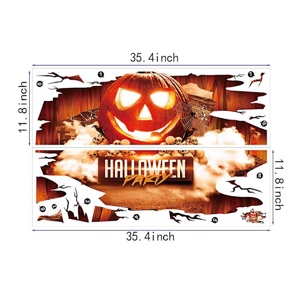 Sztxj 2 kpl Halloween-kauhistustarrat Itsekiinnittyvät lattiatarrat Kurpitsa Zombit Juhlatarrat