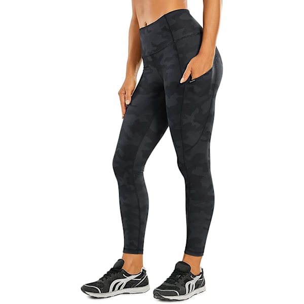 Dammiga matta borstade lätta fleece yogabyxor med hög midja varma sportgymleggings