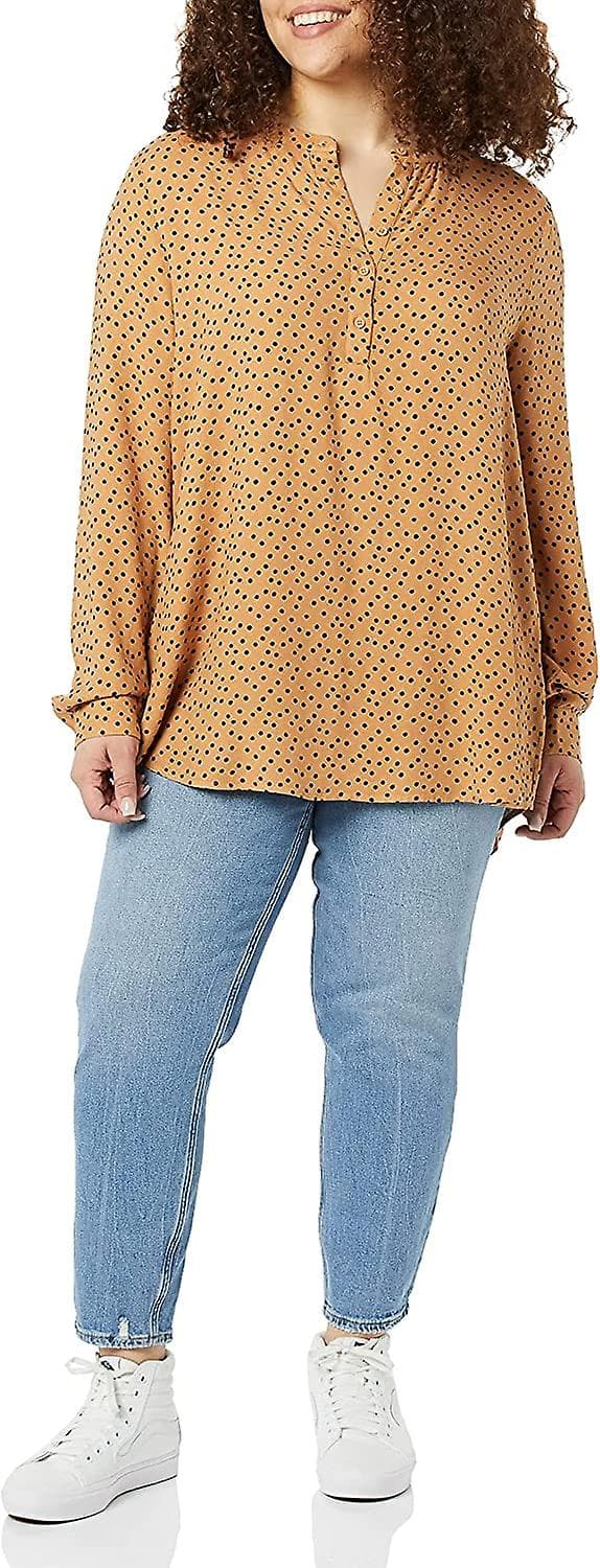 Langærmet vævet bluse til kvinder Style 4 XXL