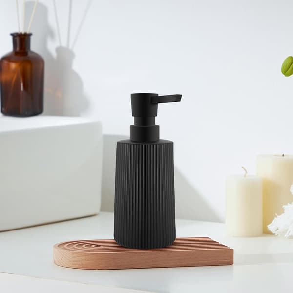 Sæbedispenser Glas Opvaskemiddeldispenser med Ribbet Design Sæbedispenser Køkken med Bordpladepumpe Dispenser blackone
