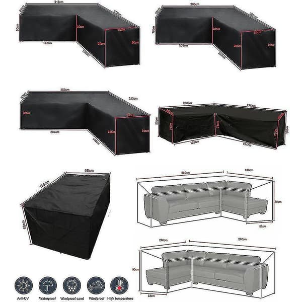 Hörnsoffa Överdrag Vattentät Trädgårdsmöbler Set Överdrag Utomhus Sektionsmöbel Överdrag (ruipei) 215*215*87cm