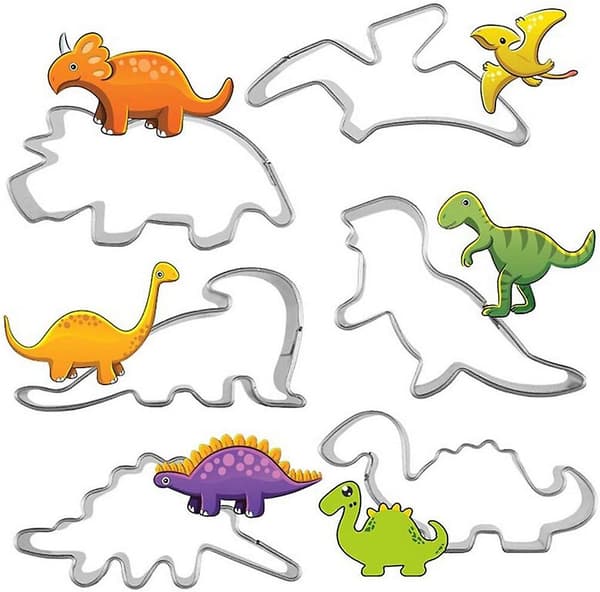 Dinosaur Kjeksutstikkersett, 6 Deler, Rustfritt Stål