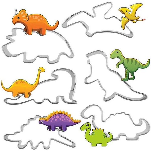 Dinosaurus Keksileikkurisetti, 6 osaa, ruostumaton teräs