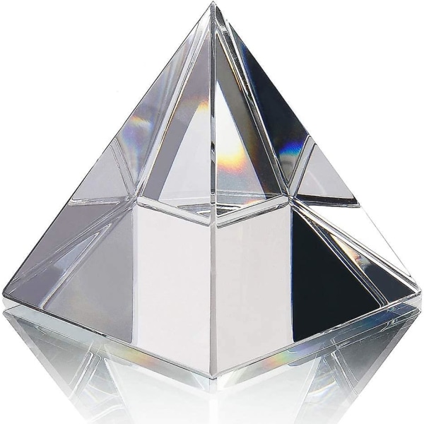 Krystal Pyramide Figur Samlerobjekt, Transparent Farve Prisme Skrivebords Ornament Glas Brevvægt Med Gaveæske Til Dekoration (60mm / 2.4 tommer)