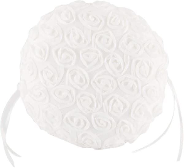 Siden rosett bröllopsceremoni fest ros blomma flicka korg (vit) (vit, 5 tum)