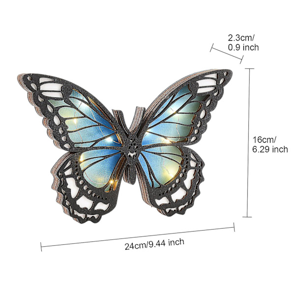 Fjäril Dekor Staty i Trä - Lysande Trä Djurhantverk Dekor, Fjäril Dekor, Djur Bordsdekoration, Jul Påsk Dekoration blue butterfly with light