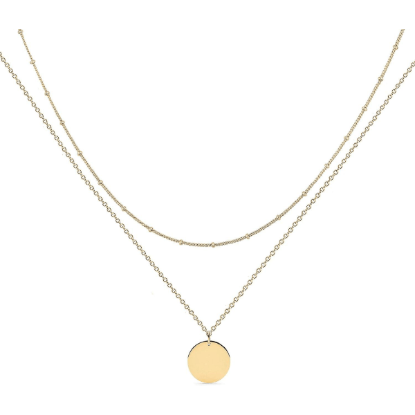Layered Heart Halsband Pendant Handgjorda 18k guldpläterade Dainty Gold Choker Arrow Bar Layering Långt halsband för kvinnor