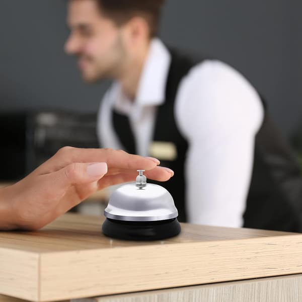 Belle Vous Chrome Serviceklocka (4-pack) - 6 cm diameter - Metall Silver Bell för hotellreception, concierge-service
