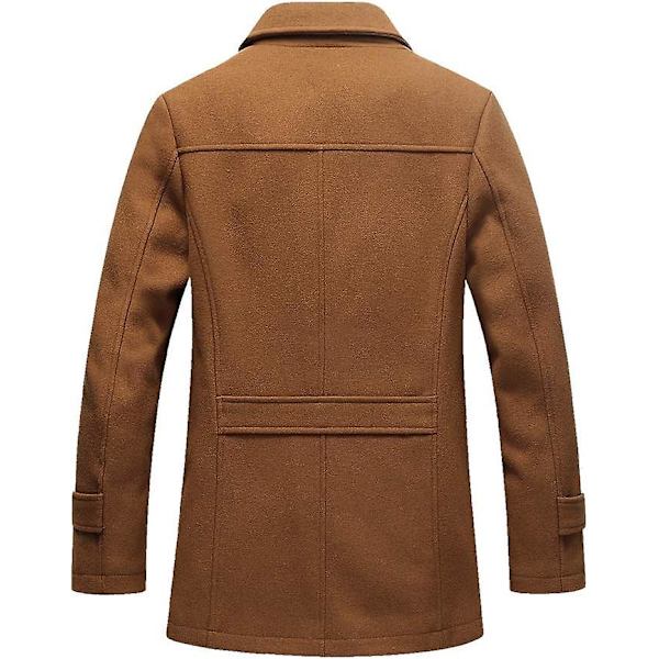 Herr vinter kappa slim fit enkelknäppt kort ulljacka ylle trenchcoat Grey M