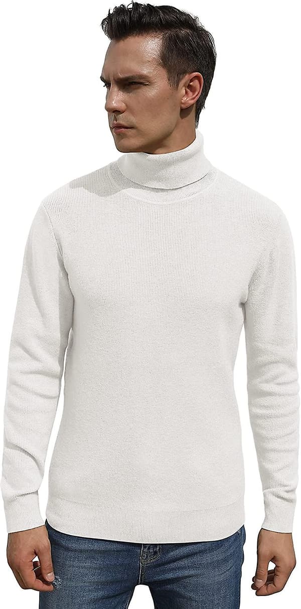 Herre Genser Høyhals Vinter Varm Ull Strikket Pullover Langermet