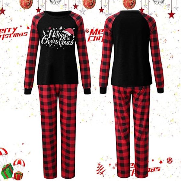 Familjematchande Pyjamas Rutiga O-Hals Roliga Tryckta Julpyjamas Bekväma Anime-Pyjamabyxor Lösa Pyjamas De Navidad baby 12 18M