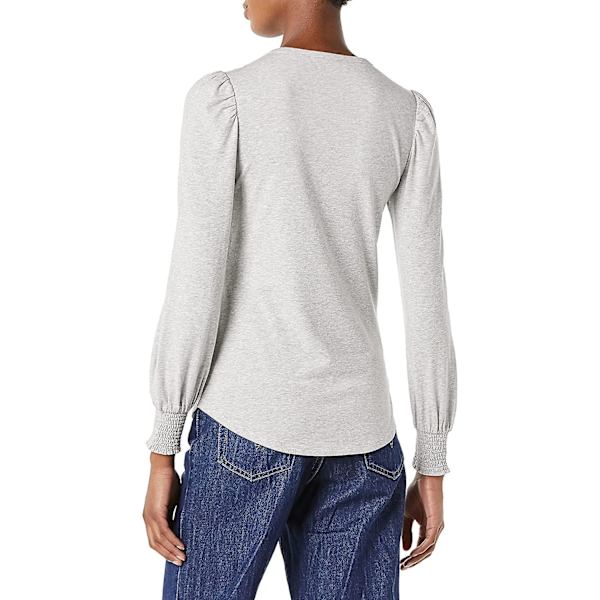 Naisten pitkähihainen pyöreäkauluksinen, rypytetyillä hihansuilla varustettu T-paita Grey Heather XXL