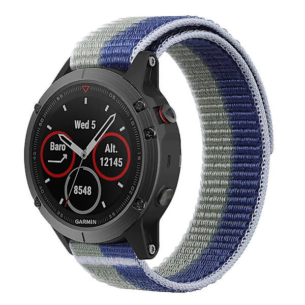 För Garmin Tactix 7 Pro/Fenix 7X/Fenix 6X Pro 26mm Sömnad Klockarmband Justerbar Nylon Loop Green Blue