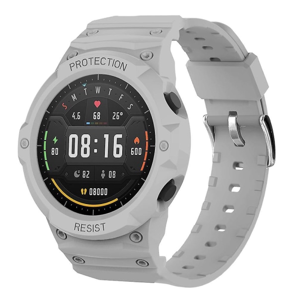 Kellon ranneke ja suojakotelo 2-in-1 Xiaomi Mi Watch Color Sports -kellolle, vaihdettava ranneke soljella Light Grey