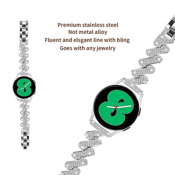 20mm Metallinen kellon ranneke Samsung Galaxy Watch4 40/44mm / Watch 5 40/44mm / Watch4 Classic 42/46mm Silver