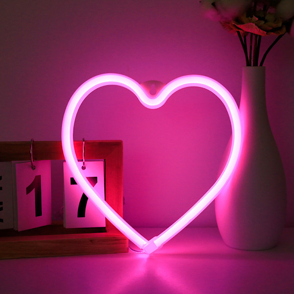 Neon Sydän Valot Pinkki Sydän Neonkyltti Led Sydänvalo, Led Sydänlamppu Sydänkoristeet Kotiin, Riippuvat Sydänlahjat Sydän
