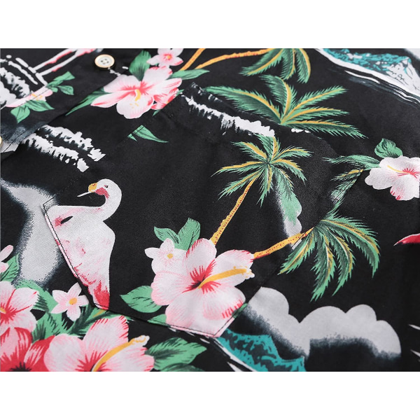 Herre Blomster Flamingoer Casual Hawaiiskjorte Sommer Casual (blackflamingos)