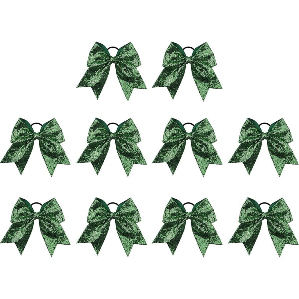 10 stk. 20 cm Glitter Cheer Sløyfer For Jenter Småbarn Tenåringer Seniorer Studenter Green