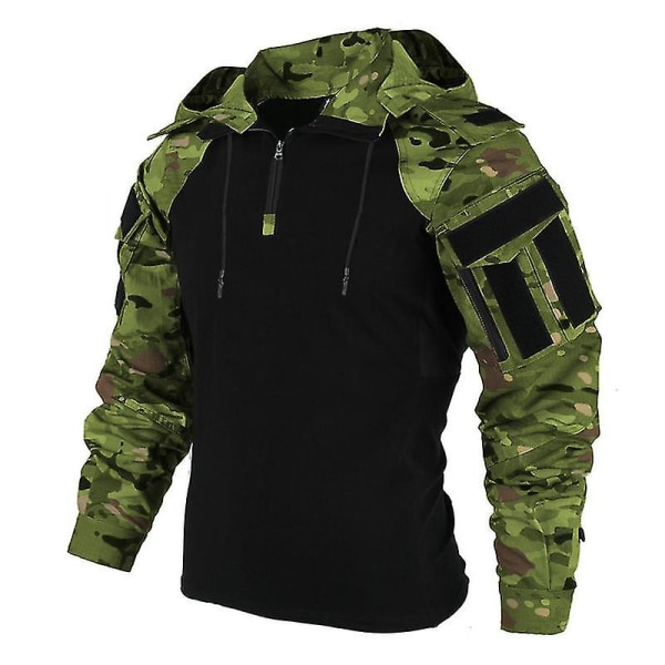 Män Tactical Shirt Us Camouflage Military Combat T-shirt Airsoft Paintball Camping Jakt Kläder Camouflage Green XXL