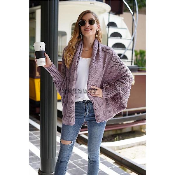 Syksyn ja talven lepakkohiha plus-koon pitkä neulecardigan-pusero naisten takki naisten pusero Gray Average size