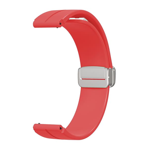 För Keep B4/Huawei Watch Fit Mini klockarmband 16 mm silikon handledsrem, silver fällbart spänne Red