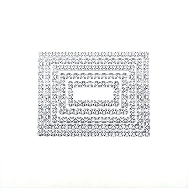 Stansar för korttillverkning, metallstansar rektangulär spetsstansar präglingsmallar för gör-det-själv-hantverk, album, dekorativa