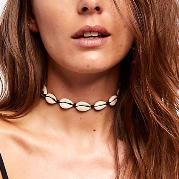 Skal Halsband Vit Natural Beach Shell Choker Halsband för kvinnor