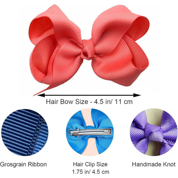 40 stk Hårsløyfer til Jenter Håndverksløyfer 4,5 Tommers Sløyfer Hårspenner til Jenter Grosgrain Ribbon