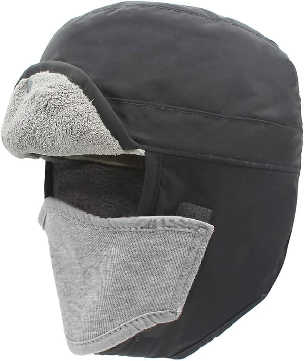 Vandtæt Yetsye Bomber Hat Skihatte Jagthat Til Vinter Med Foldbar Øreklap Black