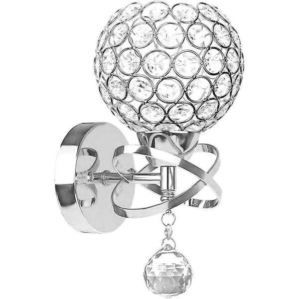 Modern kristallvägglampa Pendentlampa Kromfinish Sovlampslampa med dragsladdsomkopplare, E14-sockel (sfärisk)