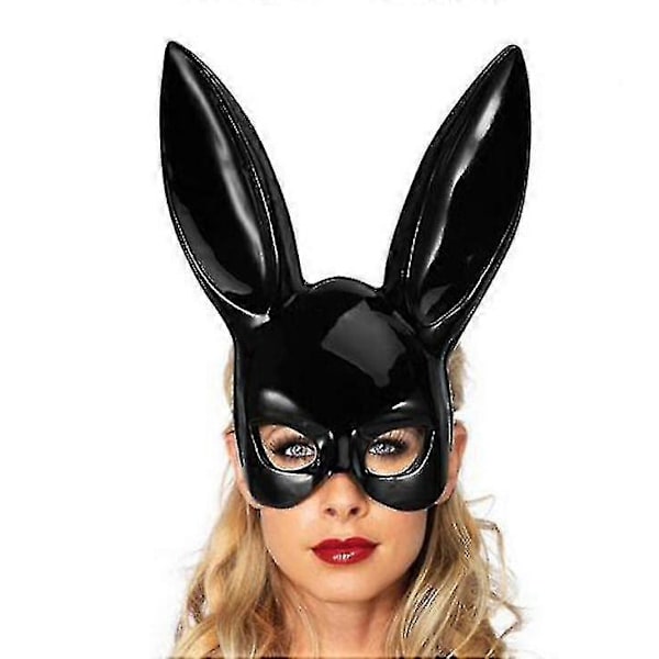 Kanin Maske Maskerade Kaninmaske Kvinner Sexy Svart Lange Ører Kanin Kanin Party Black1