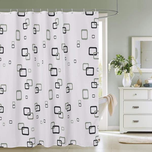 Duschdraperi 180 X 180 Cm Polyester Duschdraperier Mögelbeständig Vattentät Tyg Duschfoder Långt Badkar Badrumsdraperi Med 12 Duschdraperiringar