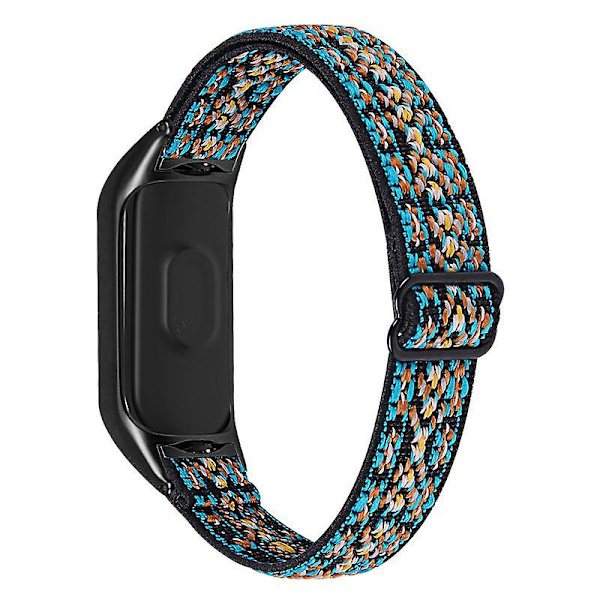 Strækbart nylon anti-ridse justerbar håndledsrem til Xiaomi Mi Band 3/4, med sort urramme Style 4