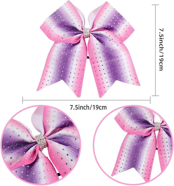 7,5 tommer Gradient Diamant Cheer Sløjfer Hestehale Elastisk Hårbånd Grosgrain 5