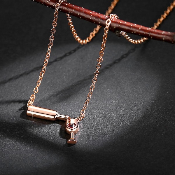 Personligt designad kärleksvinflaska halsband Rose gold