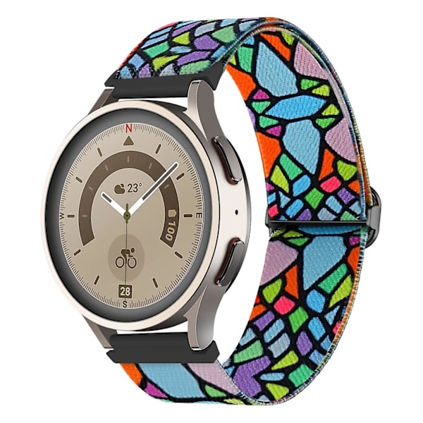 Mønstret urrem til Coros Apex Pro/Apex 46mm, 22mm nylon flettet rem udskiftning Geometric Rainbow