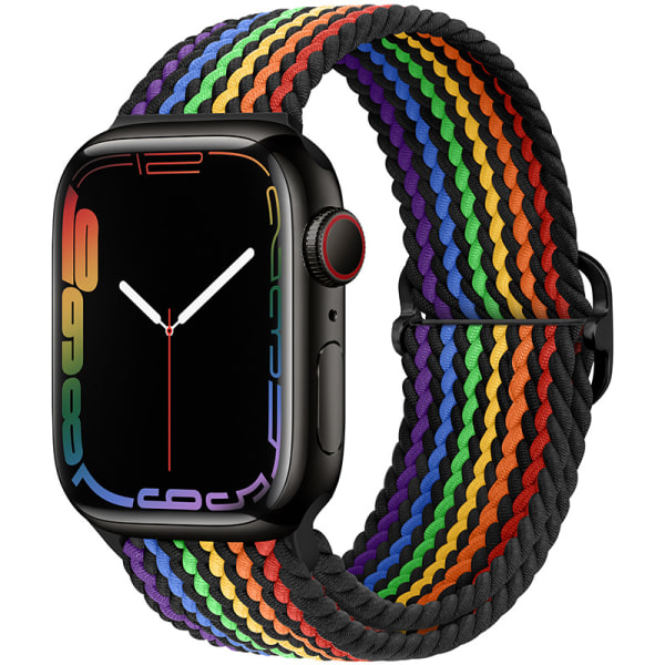 Rannekoru, joka on yhteensopiva Apple Watch -rannekkeen kanssa, 38 mm, 40 mm, 41 mm, miehille ja naisille, säädettävä elastinen ranneke, joka on yhteensopiva iWatch-sarjan kanssa black Multicolor 42 mm 44 mm 45 mm 49 mm
