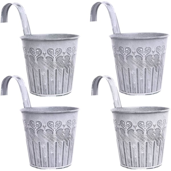 Metalliset riippuvat kukkaruukut koukuilla, vintage-tyyli, parvekekukkaruukku, roikkuu koristeeksi parvekkeelle, ulos, sisälle, seinälle, puutarhan seinälle, 4 kpl
