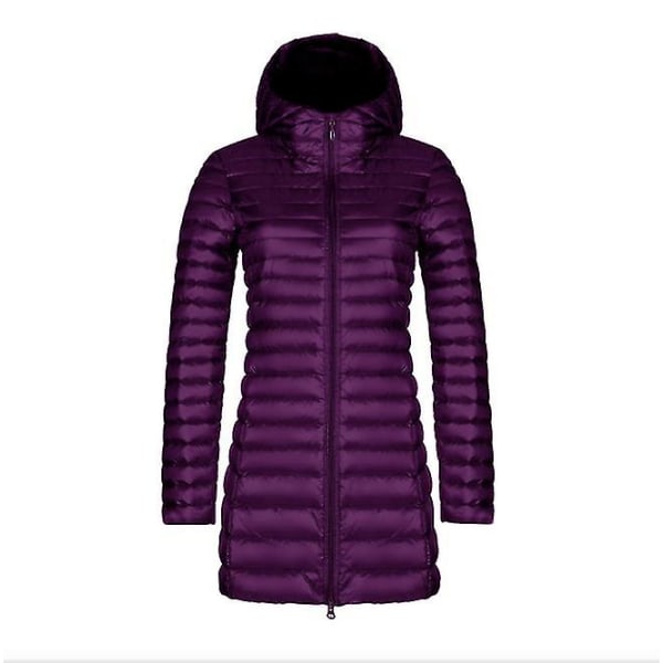 Höst och vinter Nytt mode dunjacka kvinnlig tunna sektion Lång sektion huva koreansk version av den smala stor storlek enkel jacka Navy Blue XXL