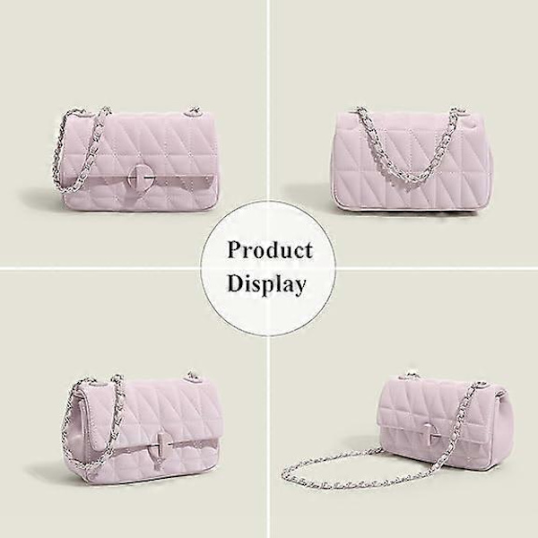 Modellenkel, fräsch och söt damväska, axelväska, messengerbag, handväska, PU-läder, kedja, romb, damväska (rosa)
