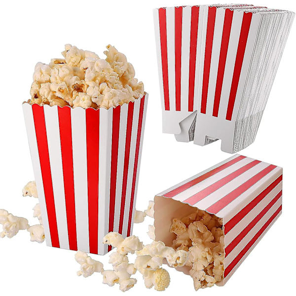 Popcorn-rasiat - Raidalliset paperiset lahjarasiat juhliin ja elokuva-iltoihin (50 kpl)