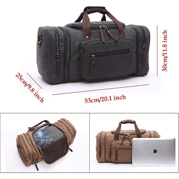 Resväska, Acsergery Unisex Canvas Holdall, Acsergery Stor Resväska Resväskor Carry On Duffel Present