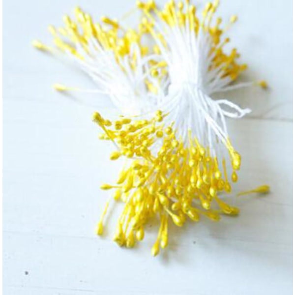 Blomma ståndare 2 buntar med 160-180 stjälkar Pärlståndare för scrapbooking Pistill Tårtdekoration Hantverk DIY, 2,17-tum, gul