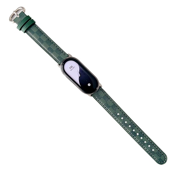 Korvaava ranneke Xiaomi Smart Band 8 -älykellolle, aitoa lehmännahkaa, ruutukuvioinen kellon ranneke Green
