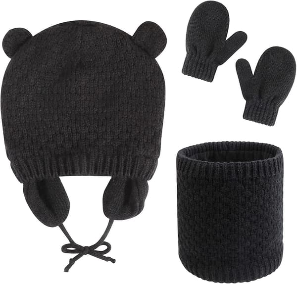 Barn Vinter Varma Mössa Hätta Snood Handskar Set. 3 I 1 Förtjockning Fleece Termisk Present
