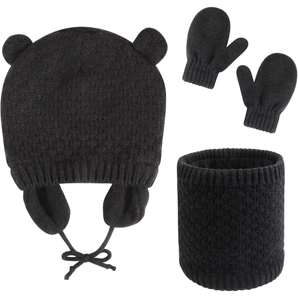 Lasten talven lämmin pipohattu, tuubihuivi ja käsineet -setti. 3 in 1 paksu fleece lämpöä antava lahja