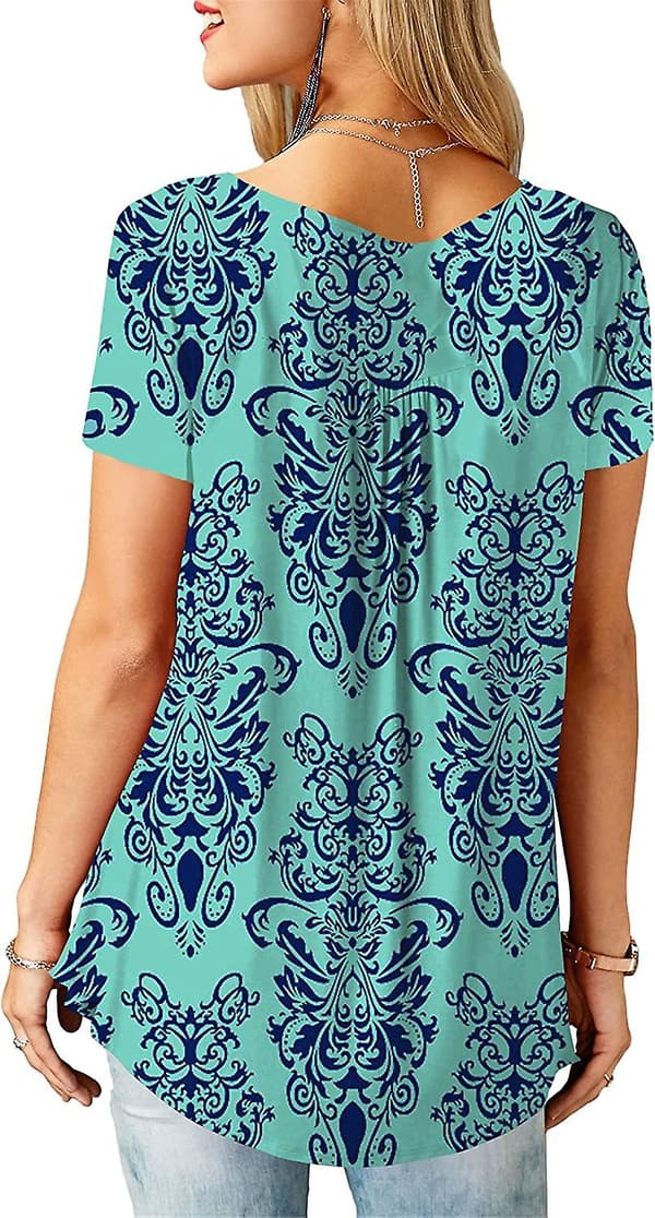 Dame Skjorter Ruffle Løs Knapp Tunic Topper For Kvinner Skyblue L